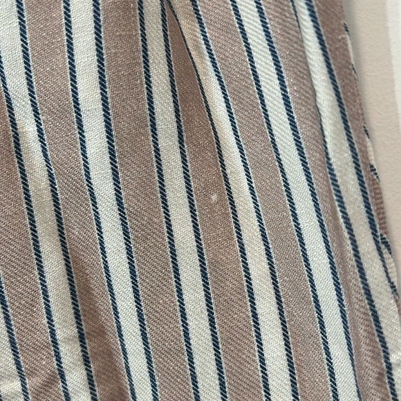 New Chaser x Revolve Wide leg linen blend striped beach pants tan/blue/egg shell - Picture 8 of 11